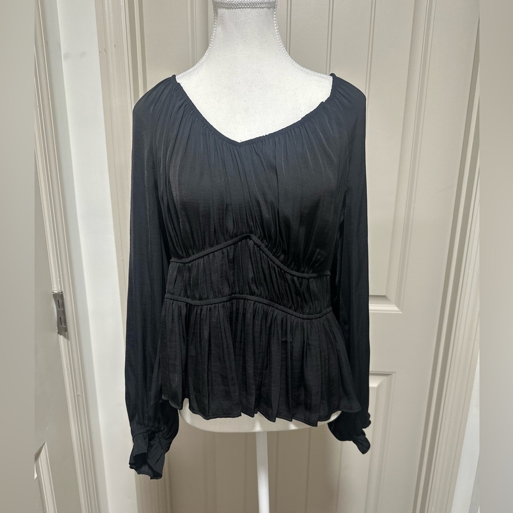 Nine West Black Blouse with Ruched Design